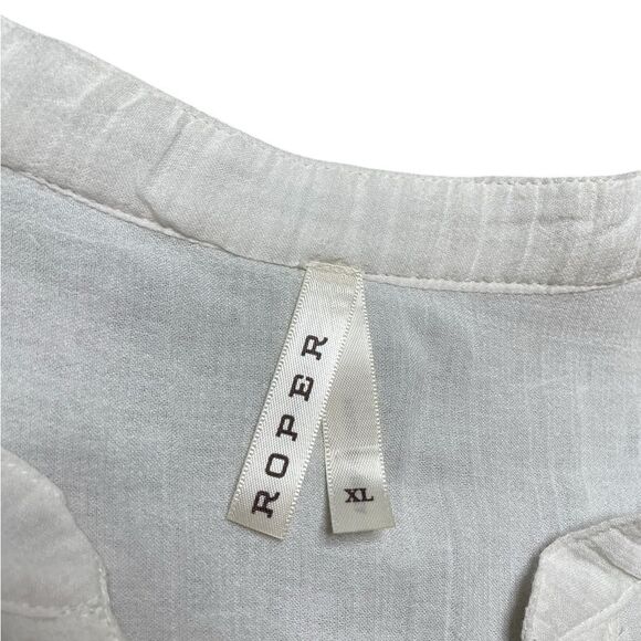 ROPER White Embroidered Women's Top Size XL - Picture 7 of 8